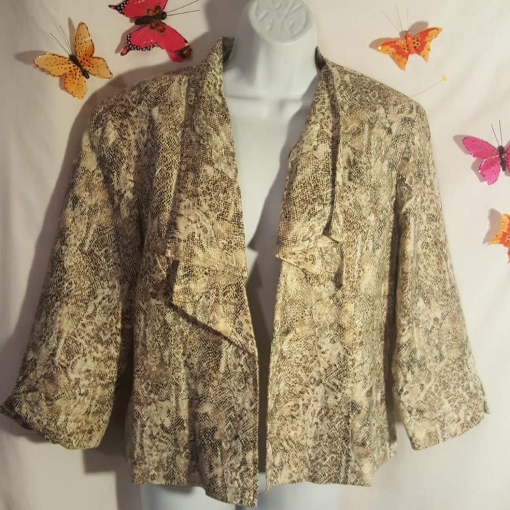 Dressbarn Womens Jacket Faux Animal Print - Sz Large.
